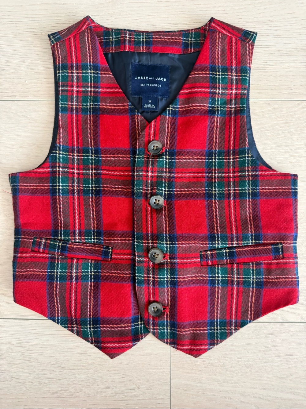 Janie and Jack Red Tartan Plaid Vest | 2T